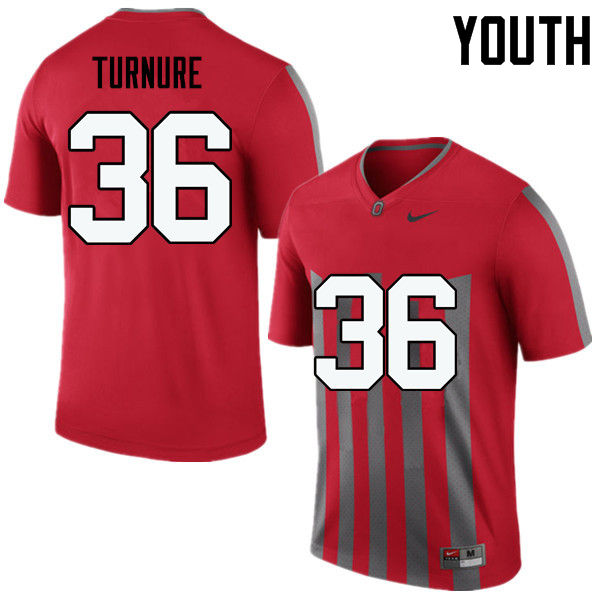 Ohio State Buckeyes Zach Turnure Youth #36 Throwback Game Stitched College Football Jersey